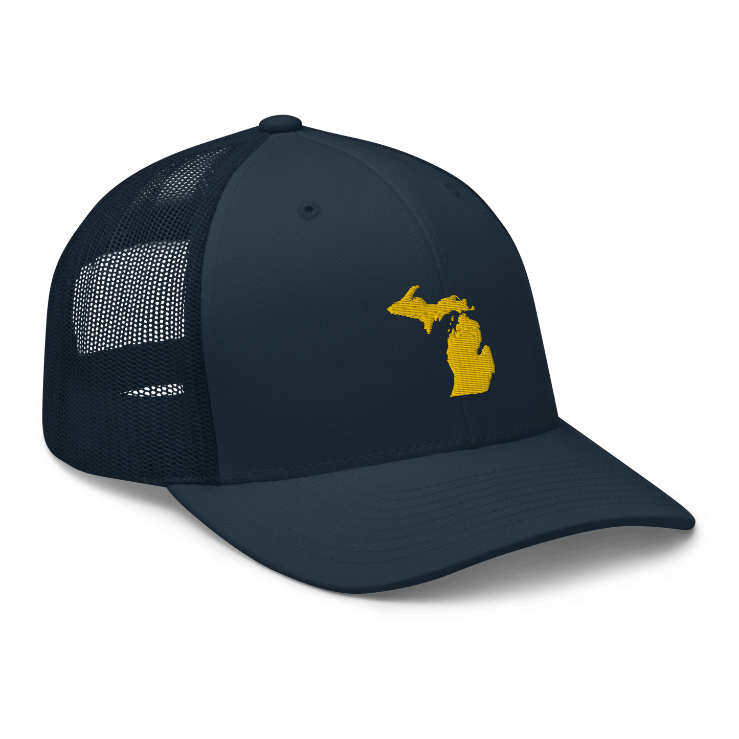 Michigan Trucker Hat (w/ Michigan Outline) | Gold Embroidery - Circumspice Michigan