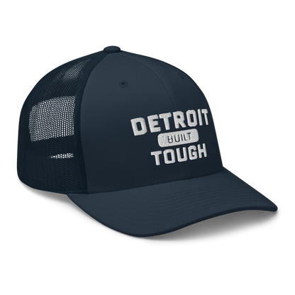 'Built Detroit Tough' Trucker Hat | White/Black Embroidery