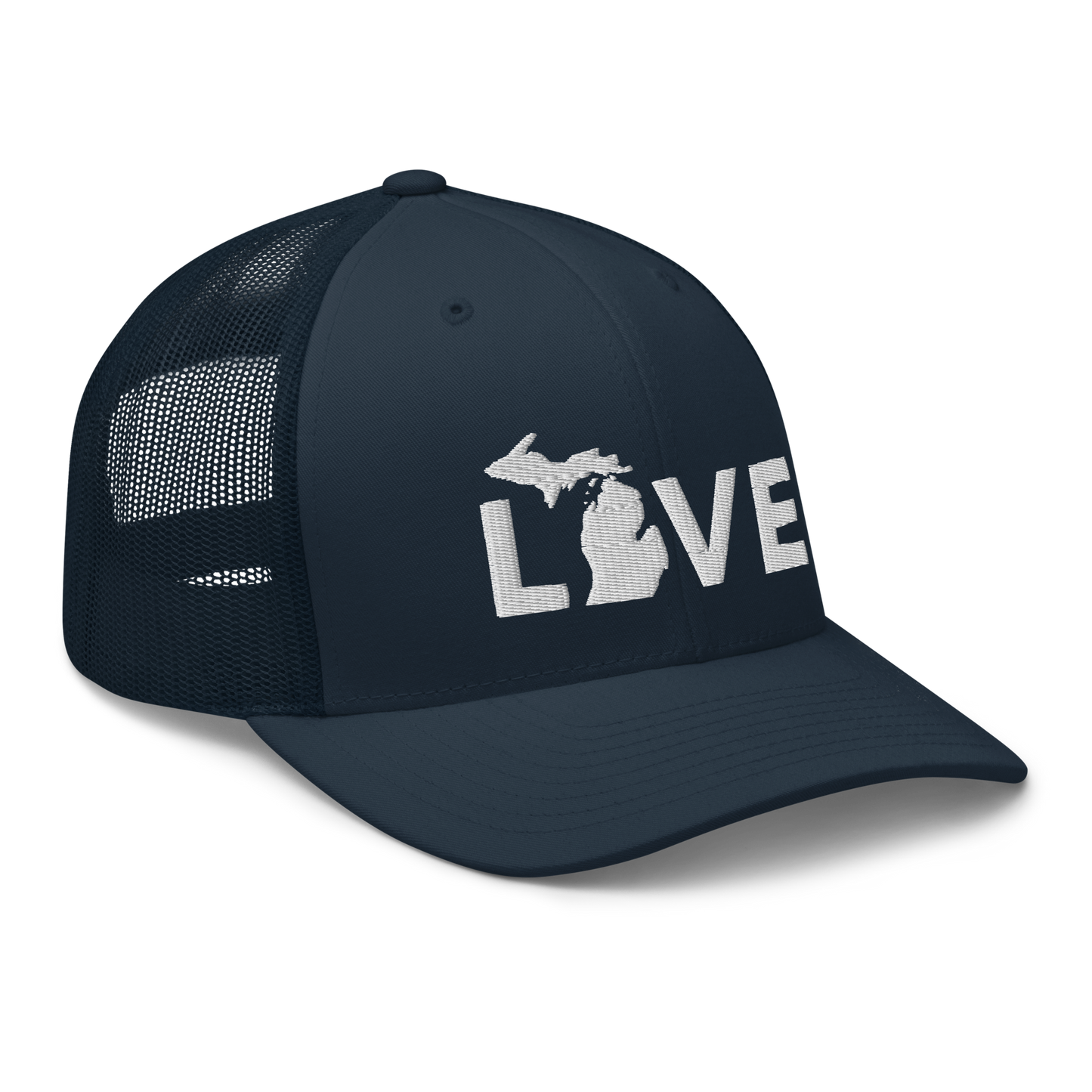 Michigan 'Love' Trucker Hat (Geometric Sans Font)