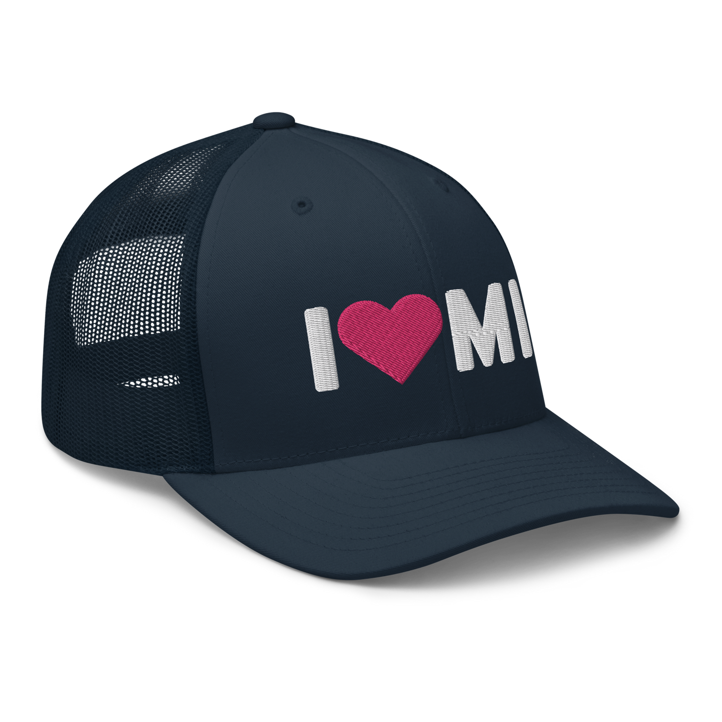 Michigan 'I ❤️ MI' Trucker Hat (Rounded Swiss Font)