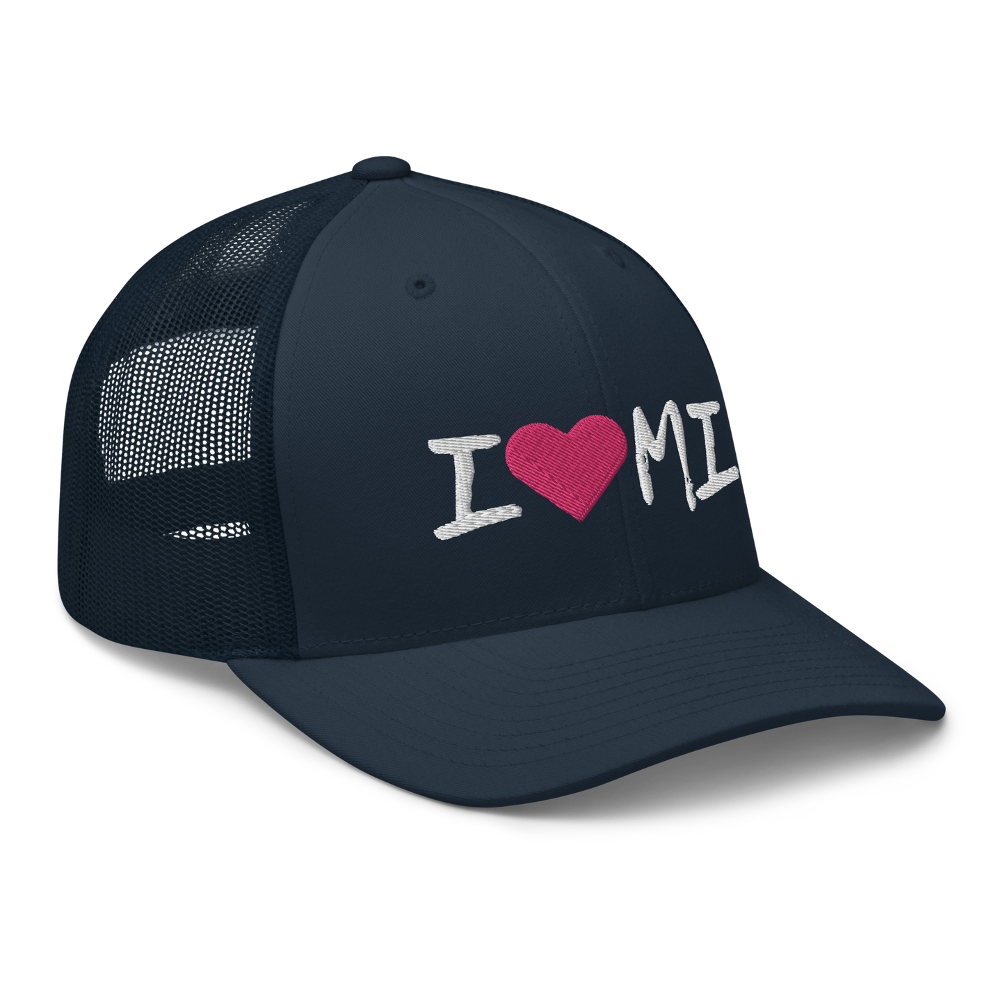 Michigan 'I ❤️ MI' Trucker Hat (Brush Font)