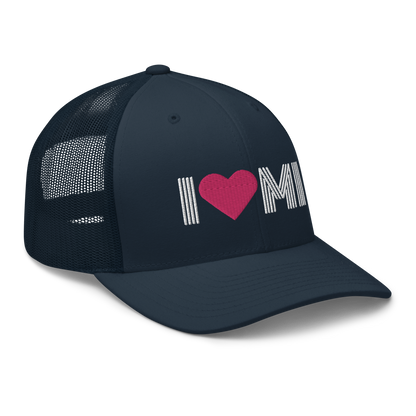 Michigan 'I ❤️ MI' Trucker Hat (Metalpress Font)