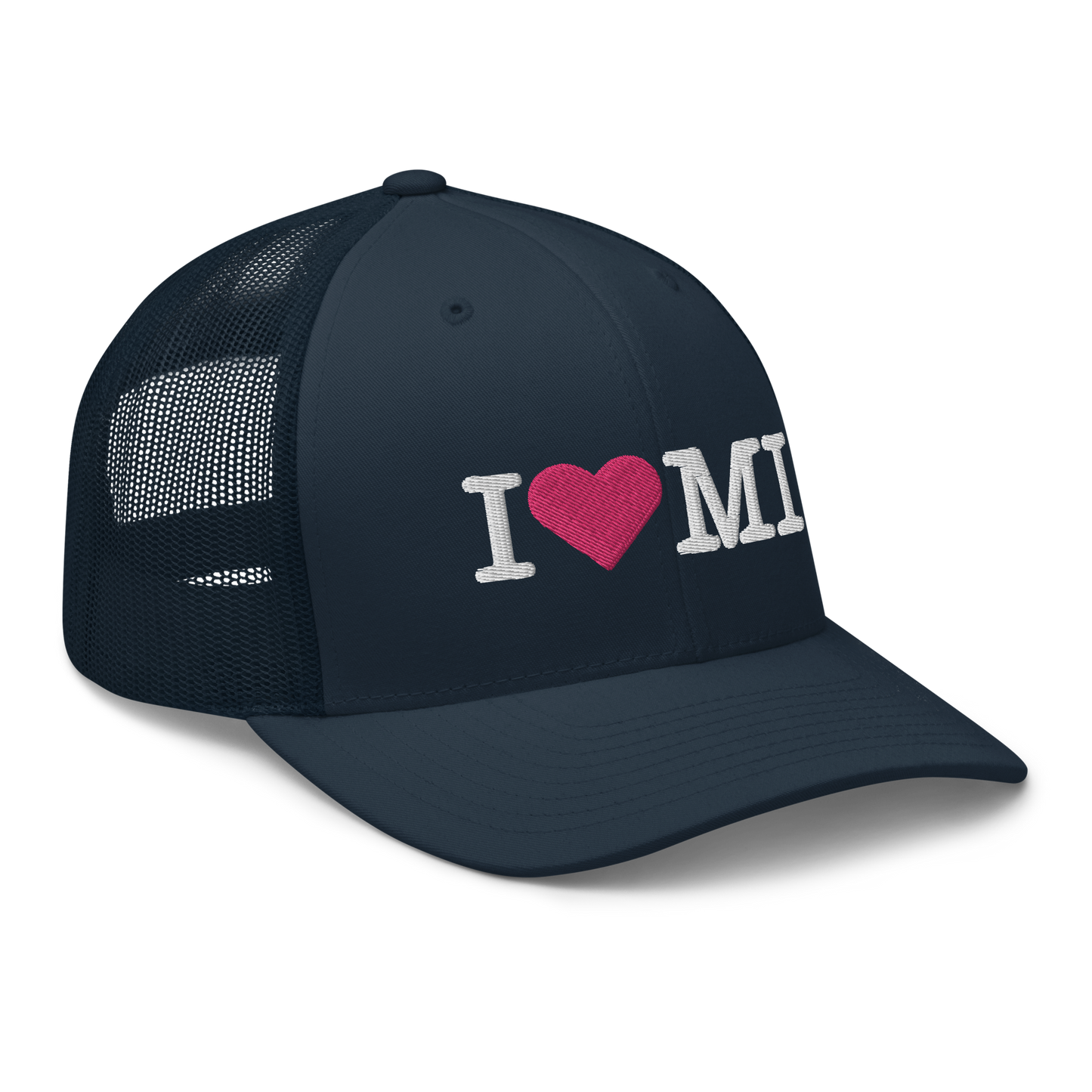 Michigan 'I ❤️ MI' Trucker Hat (Typewriter Font)