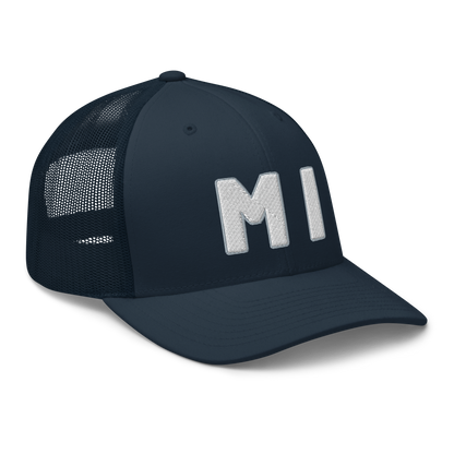 Michigan 'MI' Trucker Hat (1940s Baseball Font)