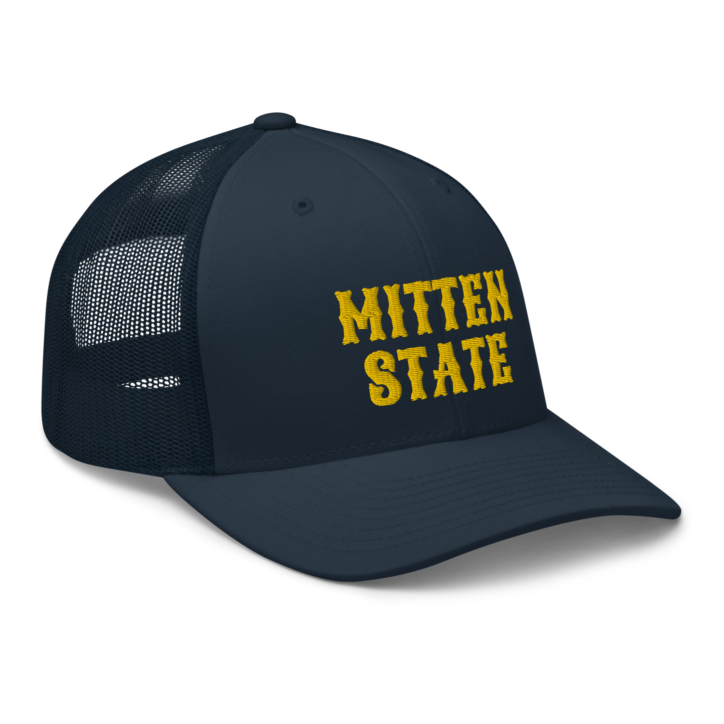 Michigan 'Mitten State' Trucker Hat (Western Font) | Gold Embroidery