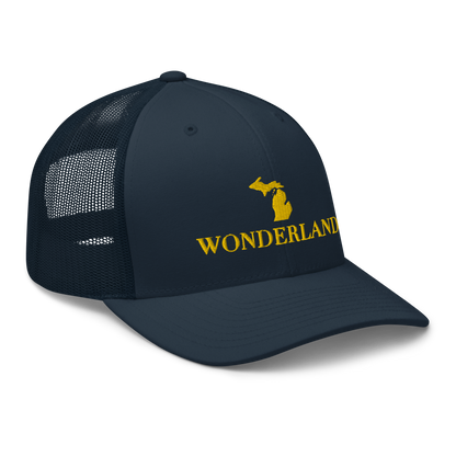 Michigan 'Wonderland' Trucker Hat (Didone Font) | Gold Embroidery