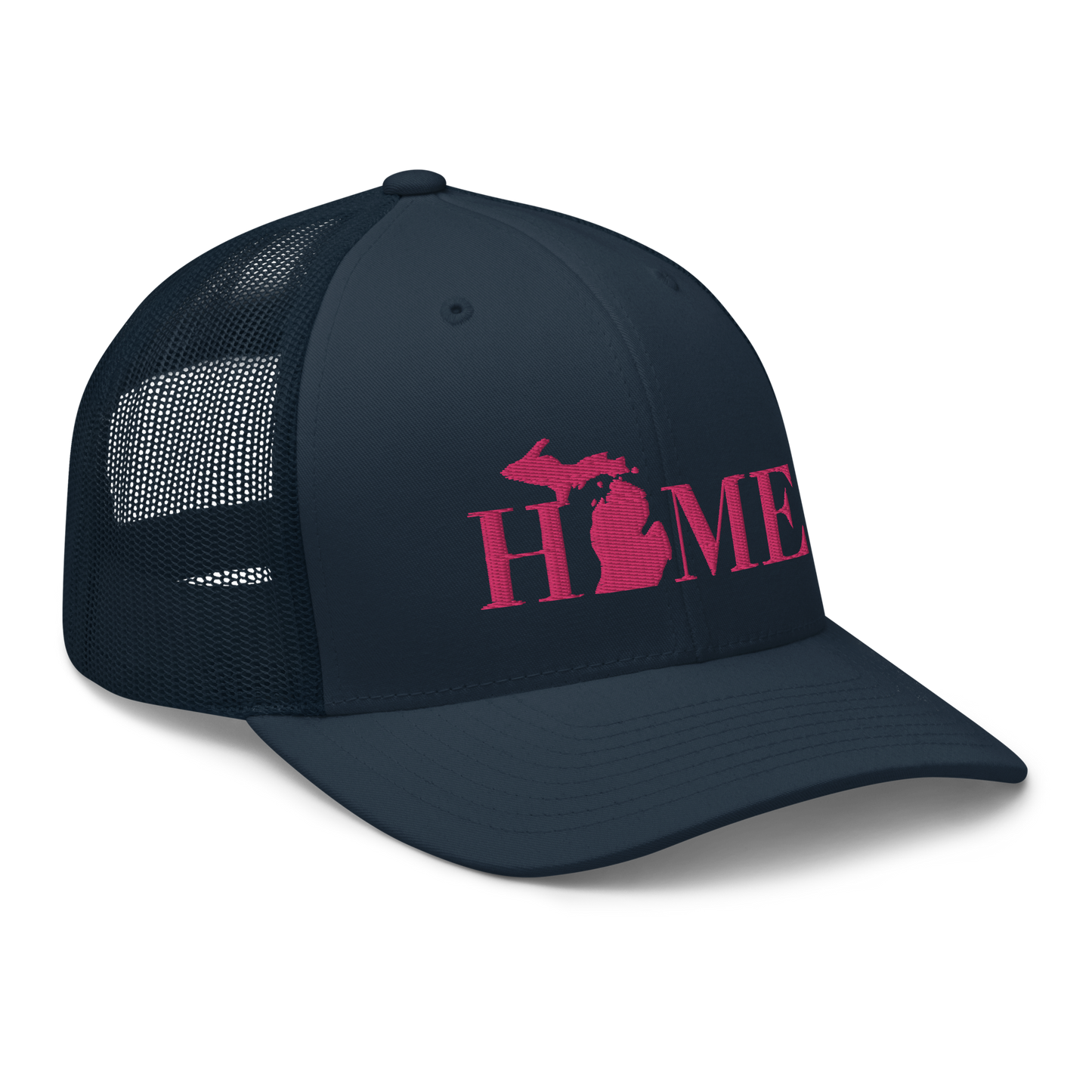 Michigan 'Home' Trucker Hat (Didone Font) | Pink Embroidery