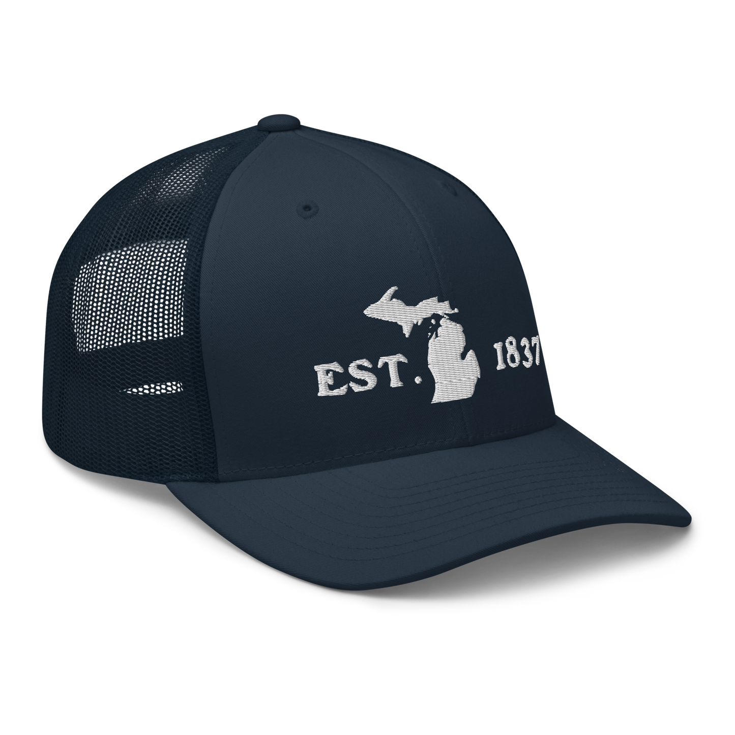 Michigan 'EST 1837' Trucker Hat (Woodcut Font)