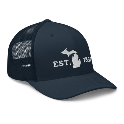 Michigan 'EST 1837' Trucker Hat (Woodcut Font)