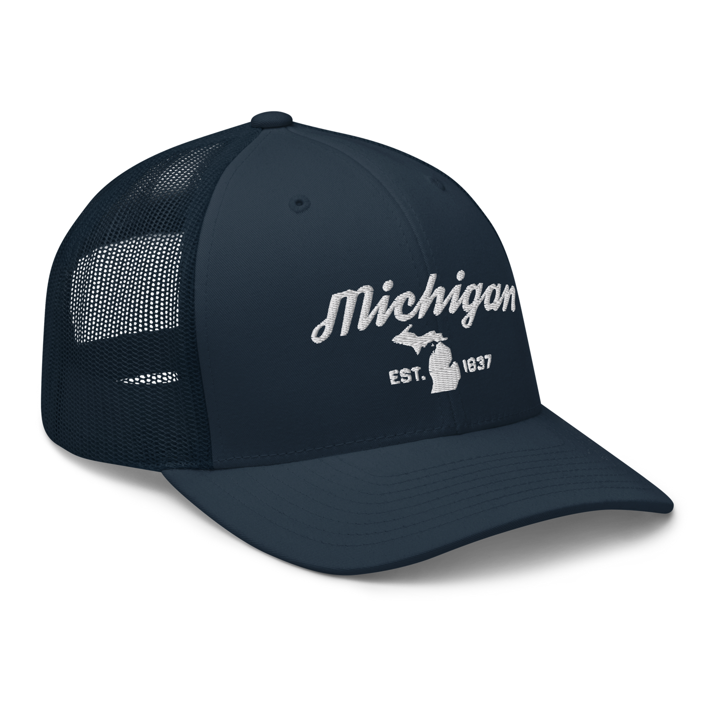 'Michigan EST 1837' Trucker Hat (Script Font)