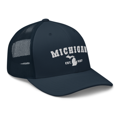 'Michigan EST 1837' Trucker Hat (Western Font)