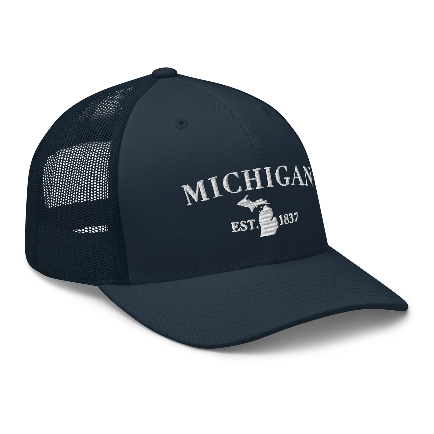 'Michigan EST 1837' Trucker Hat (Didone Font)