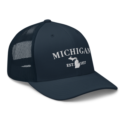 'Michigan EST 1837' Trucker Hat (Didone Font)