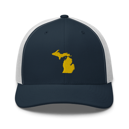 Michigan Trucker Hat (w/ Michigan Outline) | Gold Embroidery - Circumspice Michigan