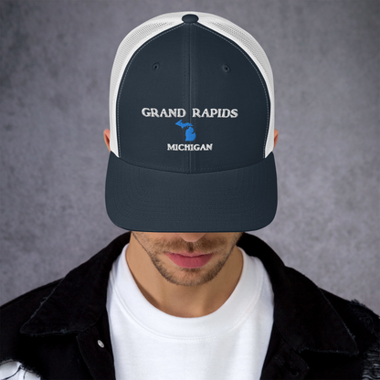 'Grand Rapids Michigan' Trucker Hat (w/ Michigan Outline)