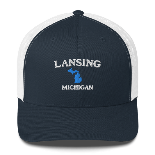 'Lansing Michigan' Trucker Hat (w/ Michigan Outline)