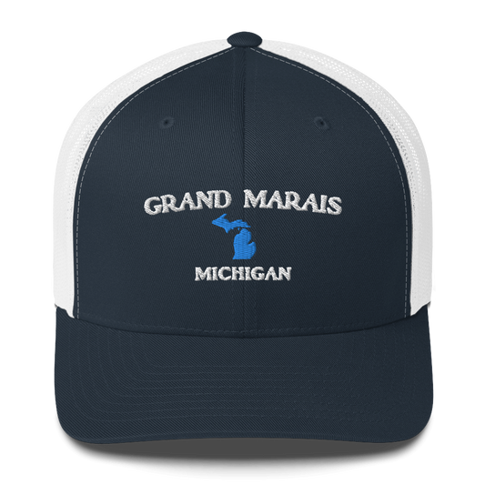 'Grand Marais Michigan' Trucker Hat (w/ Michigan Outline)