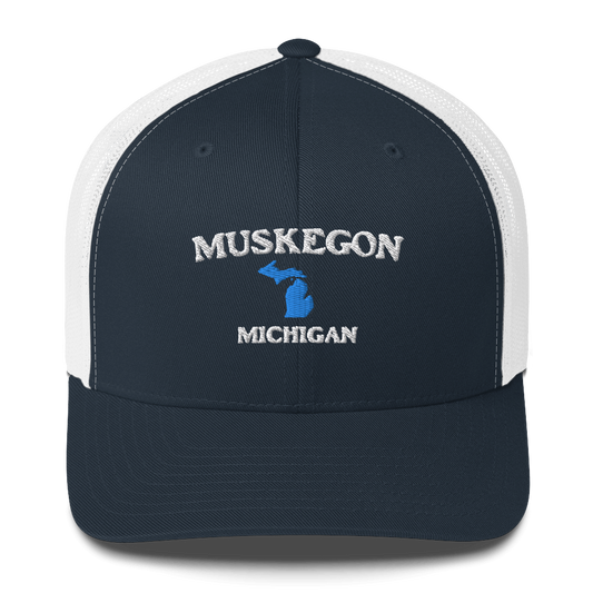 'Muskegon Michigan' Trucker Cap (w/ Michigan Outline)