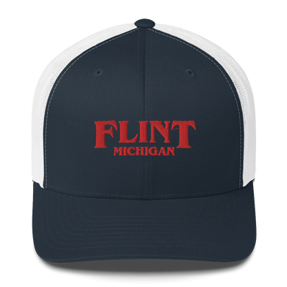 'Flint Michigan' Trucker Hat (1980s Drama Parody)