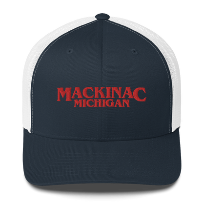 'Mackinac Michigan' Trucker Hat (1980s Drama Parody)