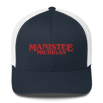 'Manistee Michigan' Trucker Hat (1980s Drama Parody)