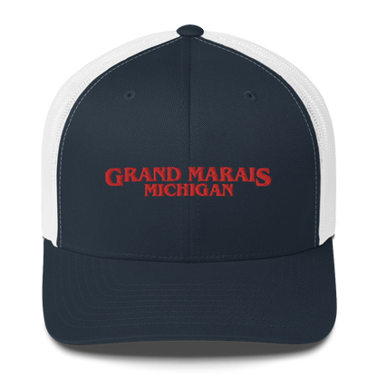 'Grand Marais Michigan' Trucker Hat (1980s Drama Parody)