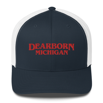 'Dearborn Michigan' Trucker Hat (1980s Drama Parody)