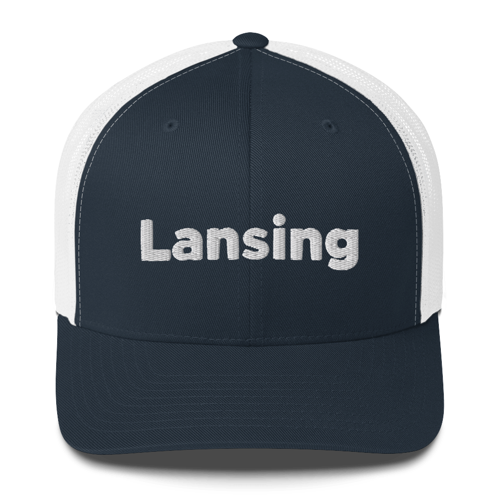 'Lansing' Trucker Hat | White/Black Embroidery