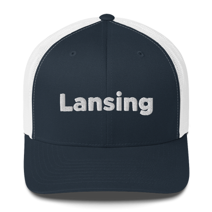 'Lansing' Trucker Hat | White/Black Embroidery