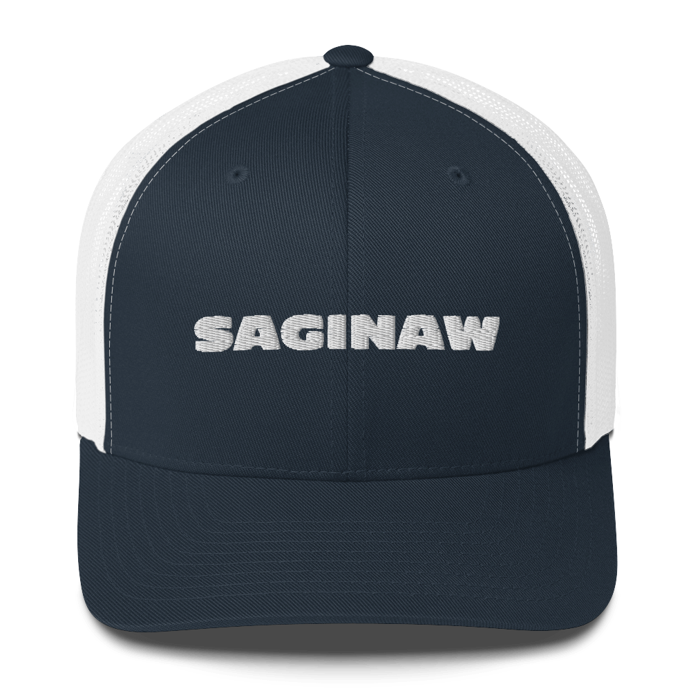 'Saginaw' Trucker Hat | White/Black Embroidery