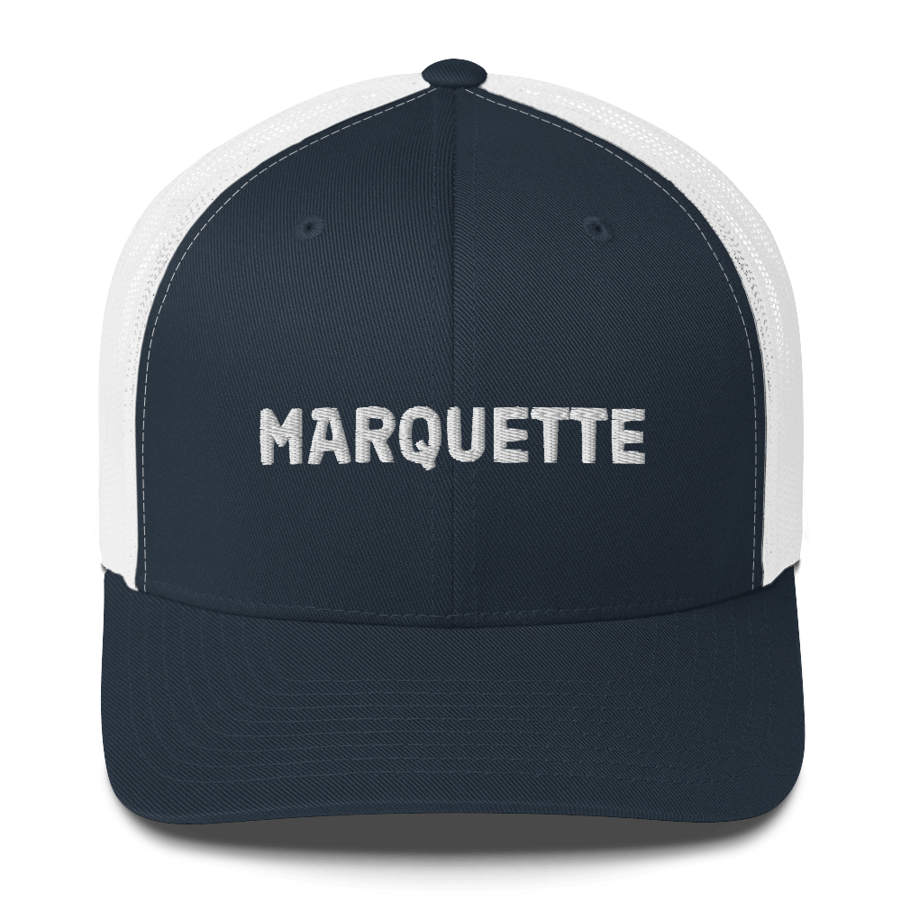 'Marquette' Trucker Hat | White/Black Embroidery