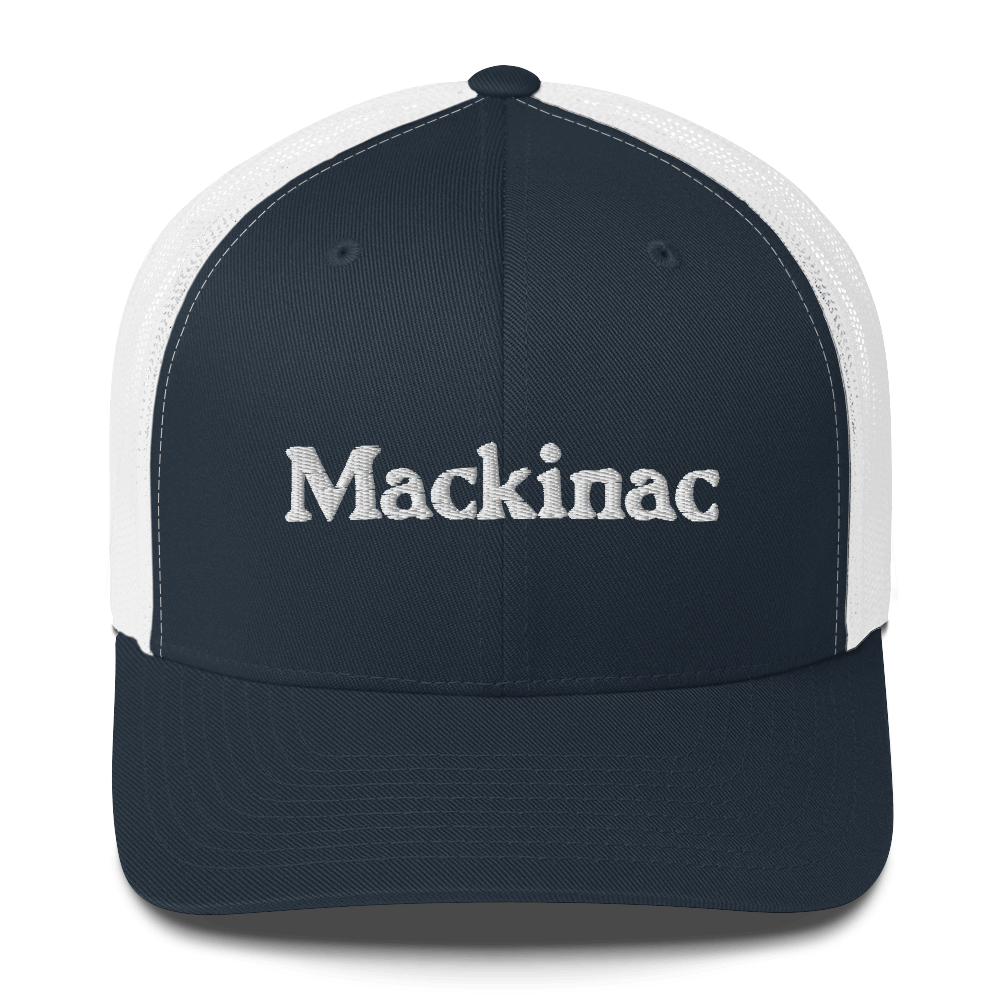 'Mackinac' Trucker Hat | White/Black Embroidery