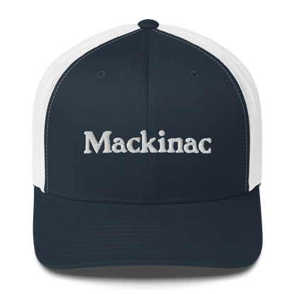 'Mackinac' Trucker Hat | White/Black Embroidery