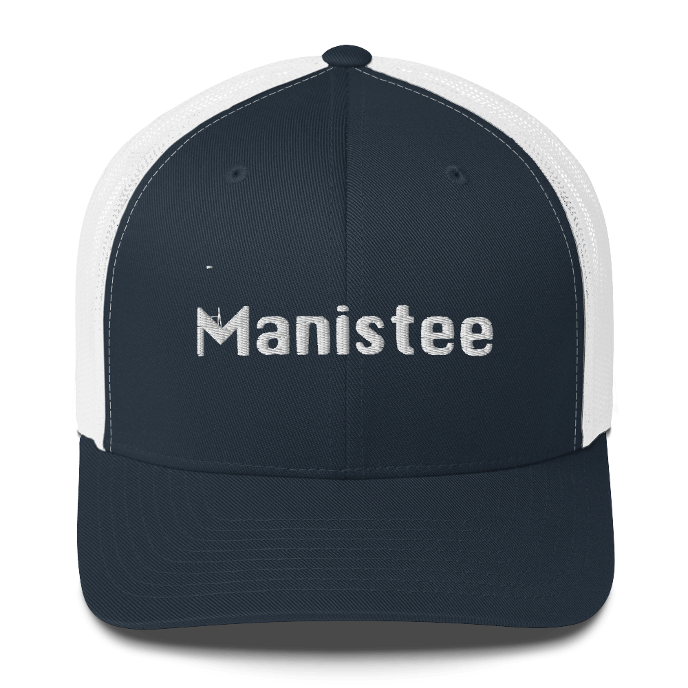 'Manistee' Trucker Hat | White/Black Embroidery