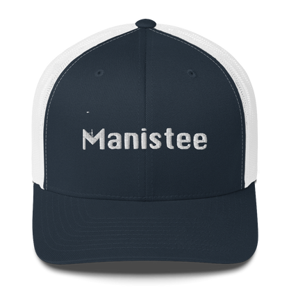 'Manistee' Trucker Hat | White/Black Embroidery