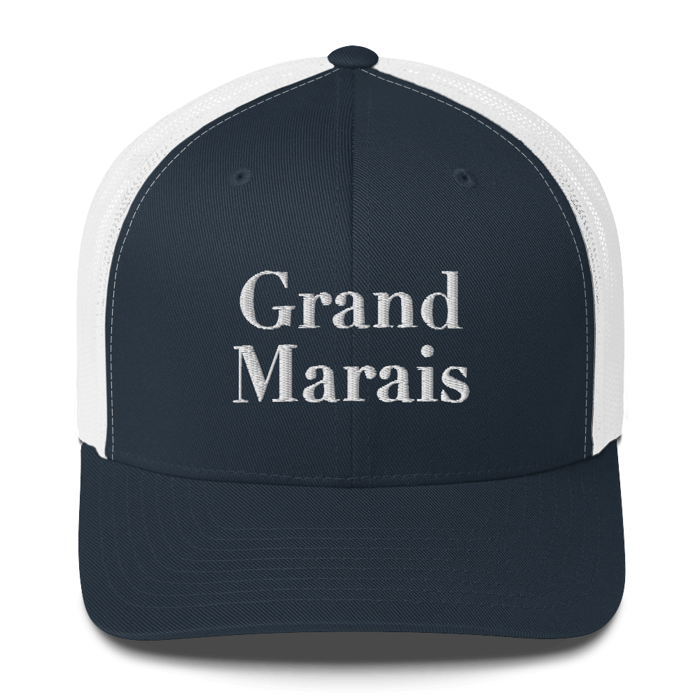 'Grand Marais' Trucker Hat | White/Black Embroidery