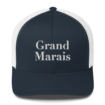 'Grand Marais' Trucker Hat | White/Black Embroidery