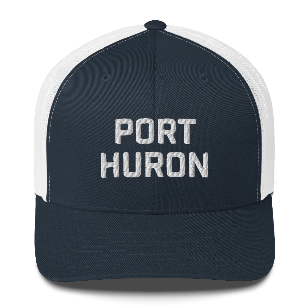 'Port Huron' Trucker Hat | White/Black Embroidery