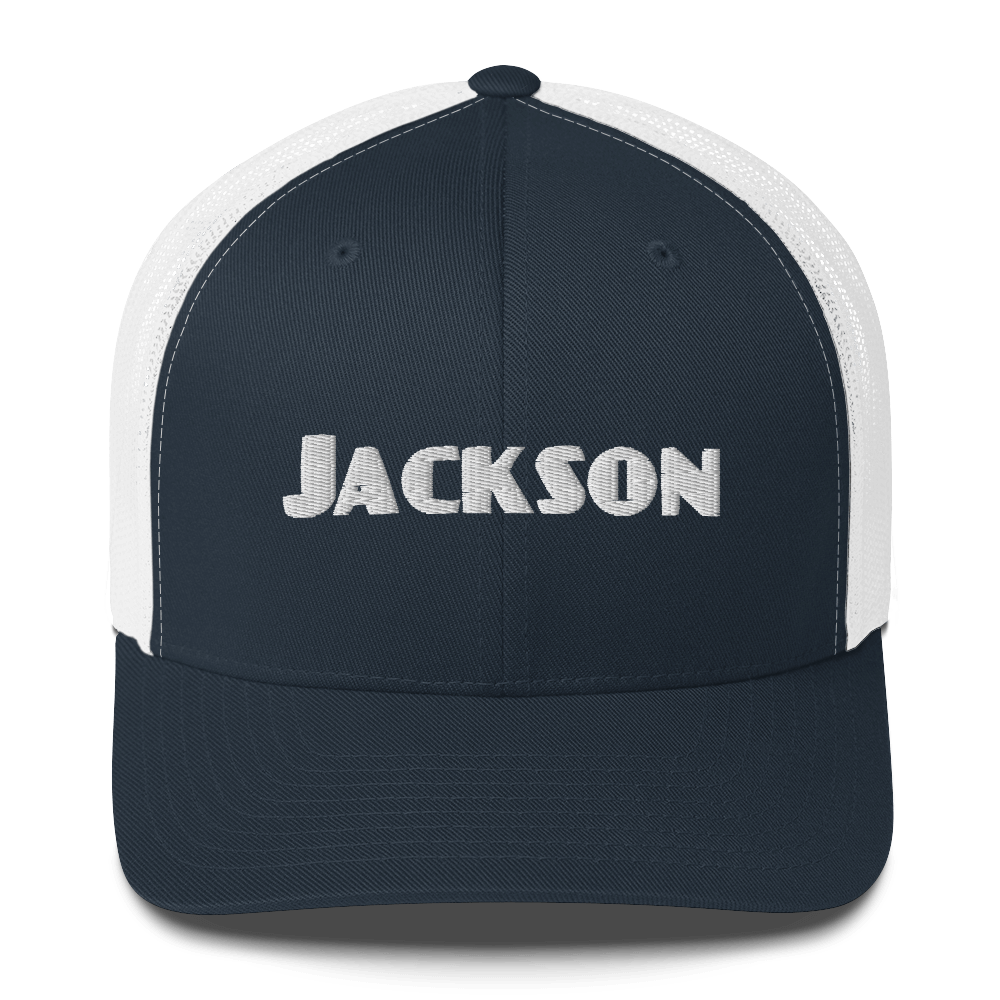 'Jackson' Trucker Cap | White/Black Embroidery