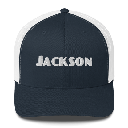 'Jackson' Trucker Cap | White/Black Embroidery