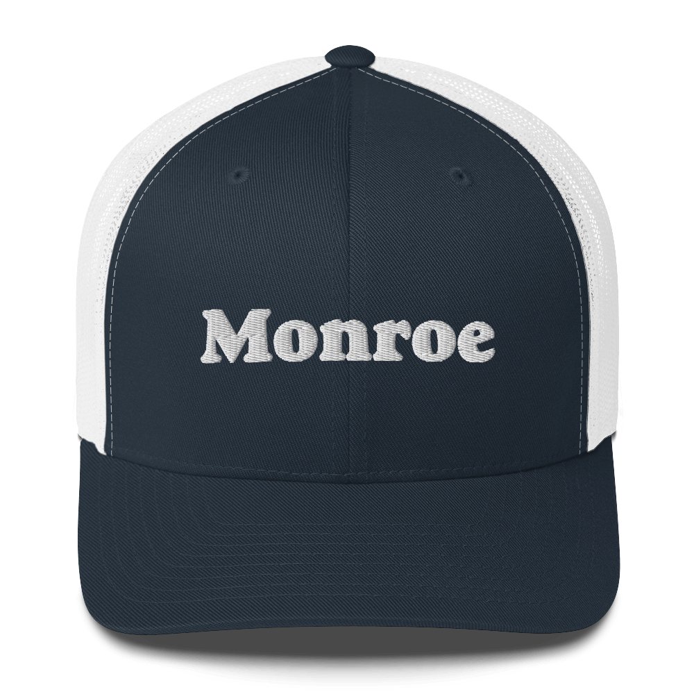 'Monroe' Trucker Hat | White/Black Embroidery