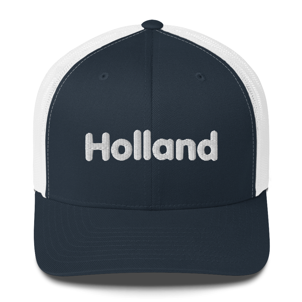 'Holland' Trucker Hat | White/Orange Embroidery