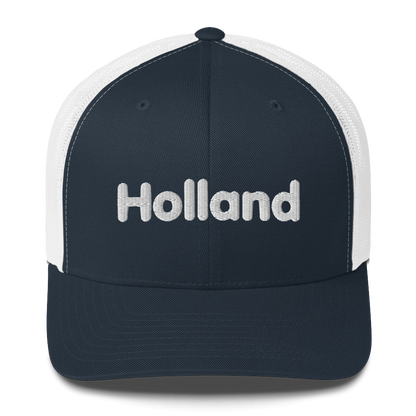 'Holland' Trucker Hat | White/Orange Embroidery