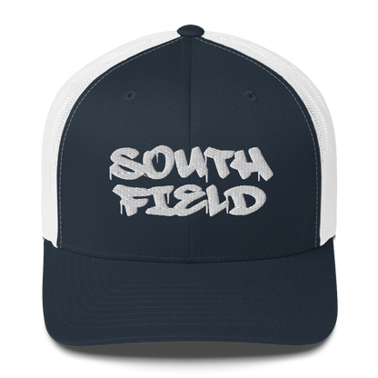 'Southfield' Trucker Hat | White/Black Embroidery