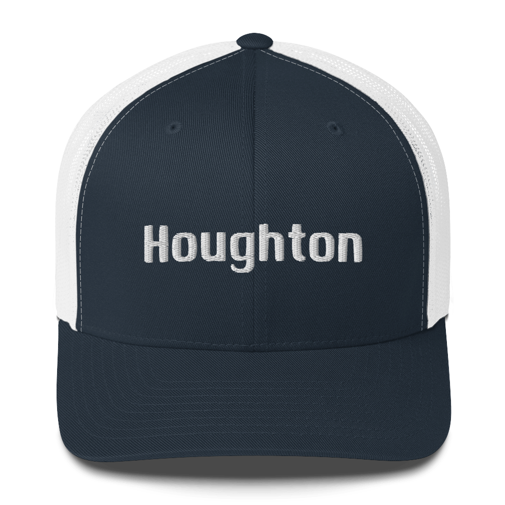 'Houghton' Trucker Hat | White/Black Embroidery