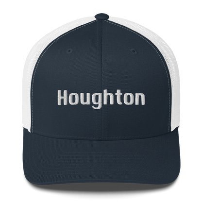 'Houghton' Trucker Hat | White/Black Embroidery