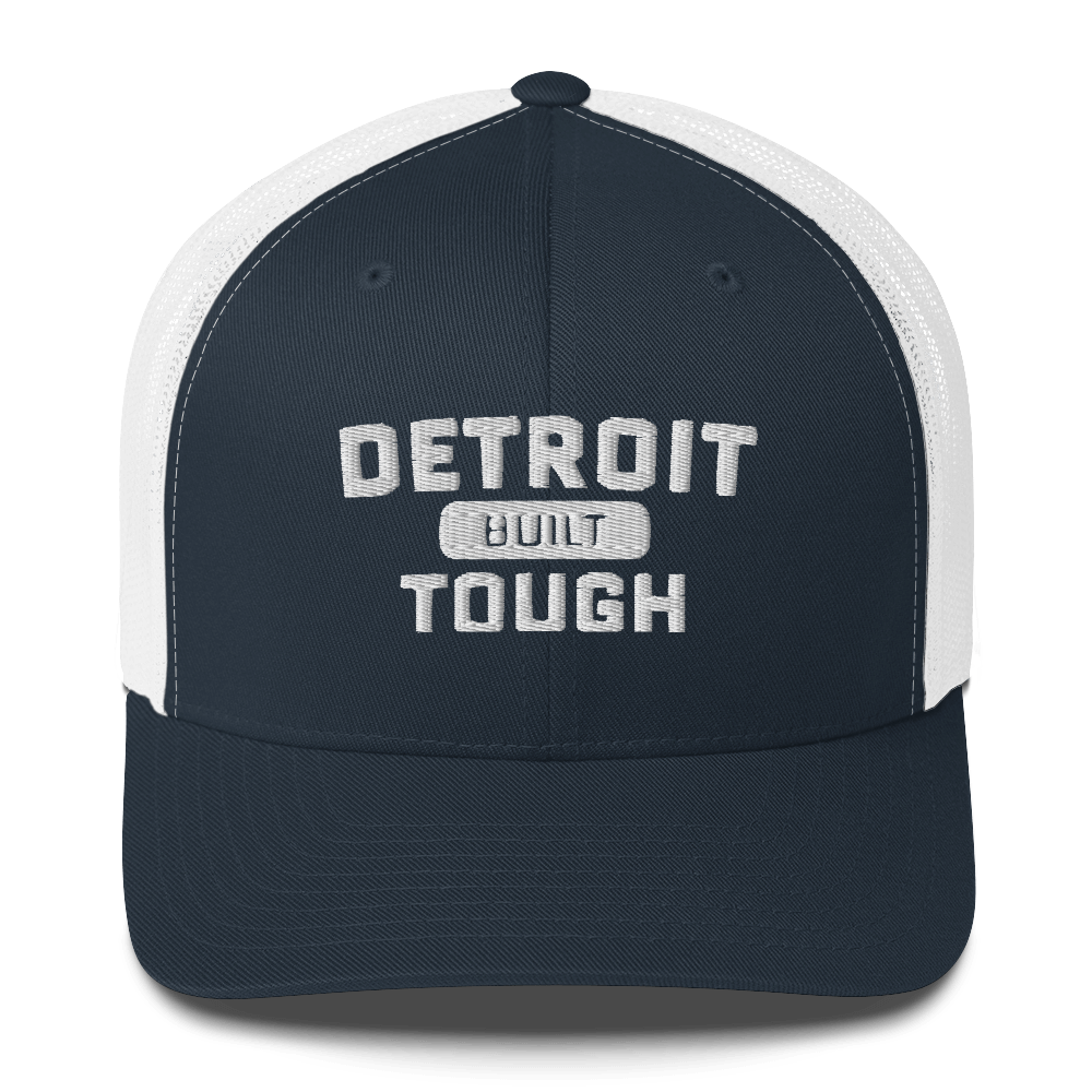 'Built Detroit Tough' Trucker Hat | White/Black Embroidery