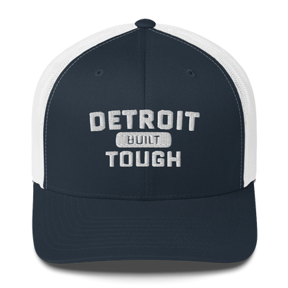 'Built Detroit Tough' Trucker Hat | White/Black Embroidery