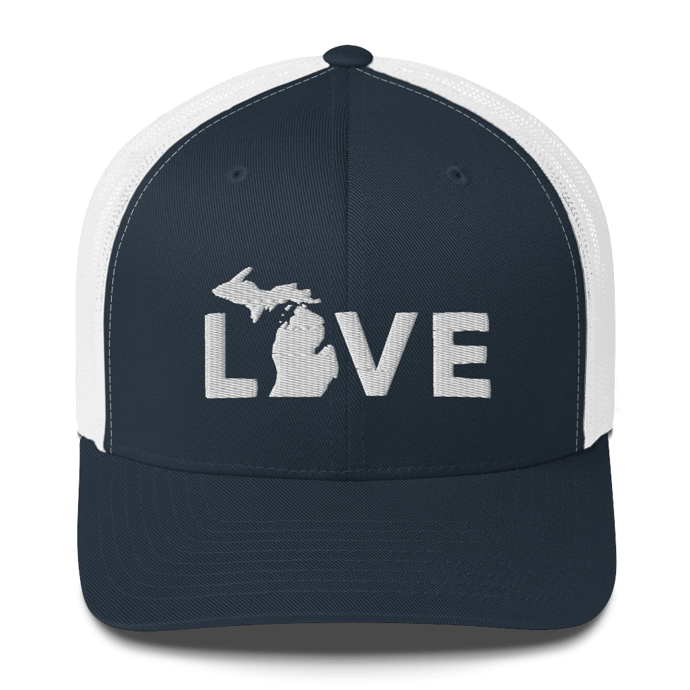 Michigan 'Love' Trucker Hat (Geometric Sans Font)