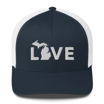 Michigan 'Love' Trucker Hat (Geometric Sans Font)